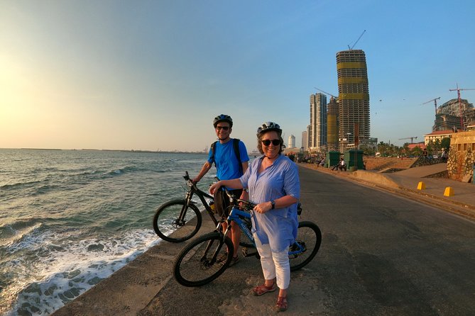 Luxury Night Cycle Tour of Colombo - Galle Face Green at evening time